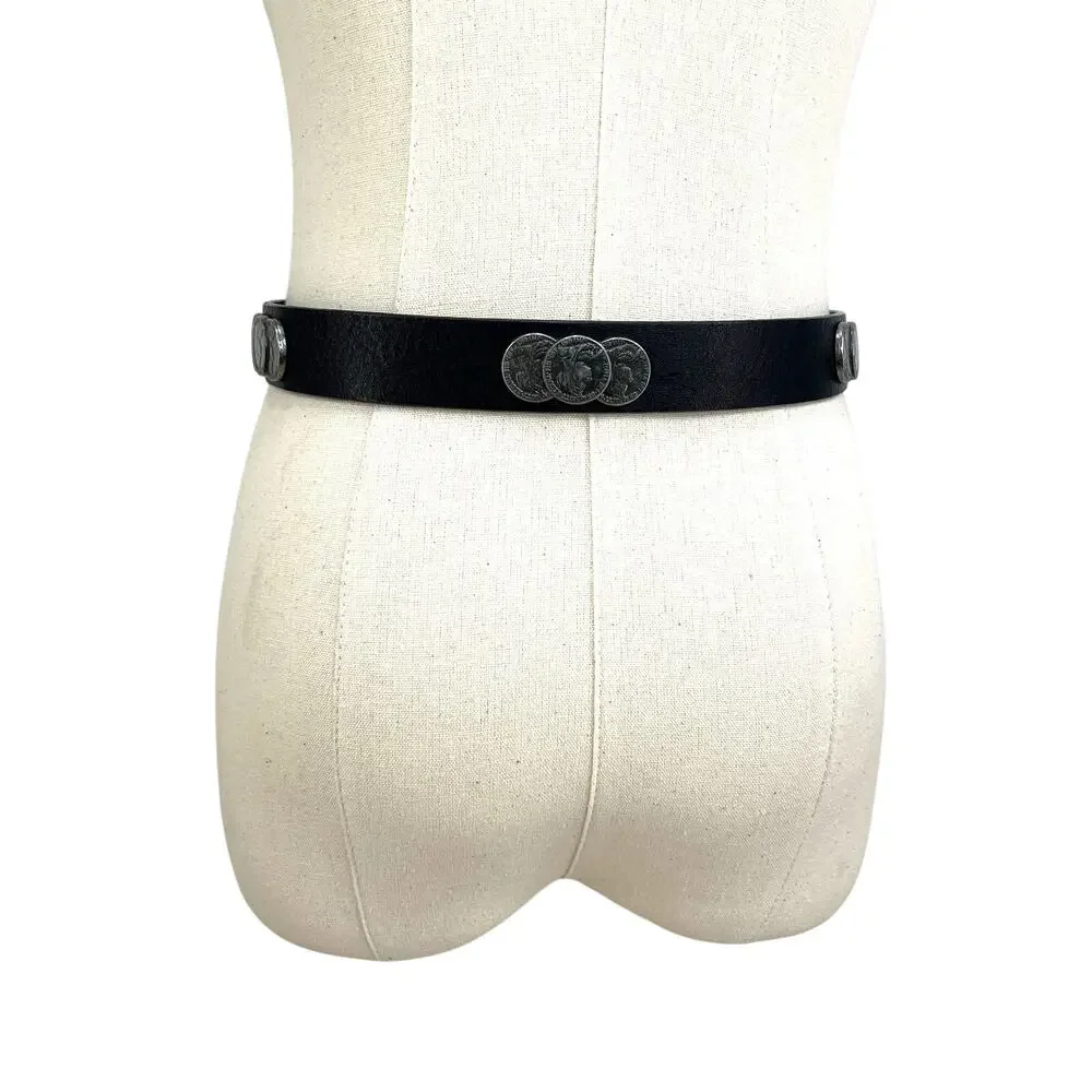 Tosca Blu Black Leather Belt Silver Coins Witchcore 30 Waist